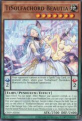 This is an image for the product TiSolfachord Beautia that has a rarity of Common in the Creation Pack 09 with a card code of CR09-AE066 that is available on the TEKKX Product website.