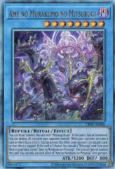 This is an image for the product Ame no Murakumo no Mitsurugi that has a rarity of Ultimate Rare in the Creation Pack 09 with a card code of CR09-AE080 that is available on the TEKKX Product website.