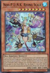 This is an image for the product Noh-P.U.N.K. Rising Scale that has a rarity of Super Rare in the Creation Pack 09 with a card code of CR09-AE092 that is available on the TEKKX Product website.