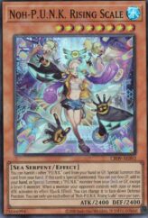 This is an image for the product Noh-P.U.N.K. Rising Scale that has a rarity of Super Rare in the Creation Pack 09 with a card code of CR09-AE092 that is available on the TEKKX Product website.