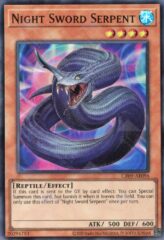This is an image for the product Night Sword Serpent that has a rarity of Super Rare in the Creation Pack 09 with a card code of CR09-AE096 that is available on the TEKKX Product website.