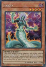 This is an image for the product Lamia that has a rarity of Secret Rare in the Creation Pack 09 with a card code of CR09-AE097 that is available on the TEKKX Product website.