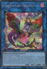 This is an image for the product Crossrose Dragon that has a rarity of Secret Rare in the Creation Pack 09 +1 Bonus Pack with a card code of CR09-AES16 that is available on the TEKKX Product website.