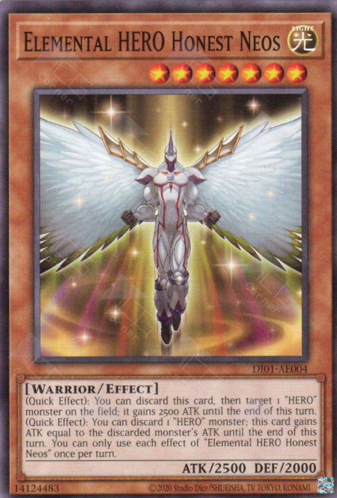 This is an image for the product Elemental HERO Honest Neos that has a rarity of Common in the Duel-Ignition Deck: HERO with a card code of DI01-AE004 that is available on the TEKKX Product website.