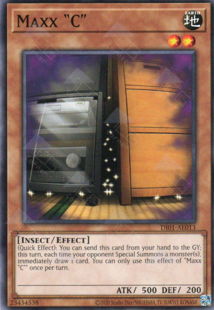 This is an image for the product Maxx "C" that has a rarity of Common in the Duel-Ignition Deck: HERO with a card code of DI01-AE013 that is available on the TEKKX Product website.