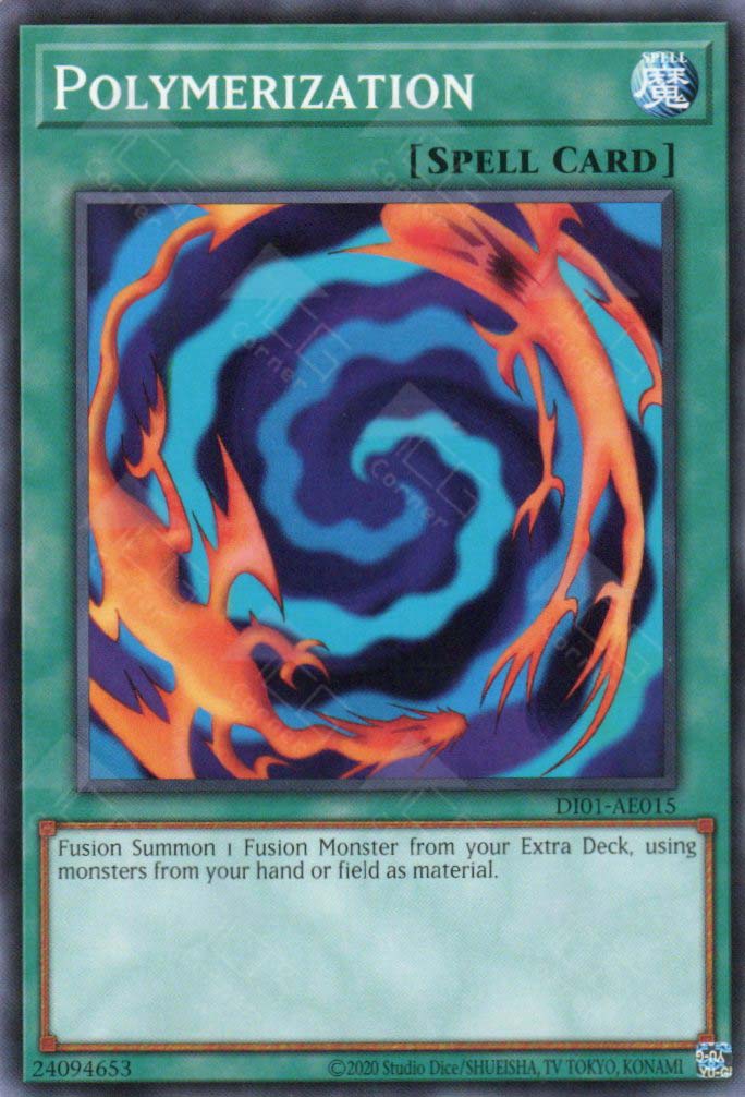 This is an image for the product Polymerization that has a rarity of Common in the Duel-Ignition Deck: HERO with a card code of DI01-AE015 that is available on the TEKKX Product website.