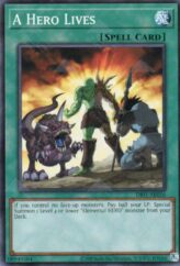 This is an image for the product A Hero Lives that has a rarity of Common in the Duel-Ignition Deck: HERO with a card code of DI01-AE016 that is available on the TEKKX Product website.