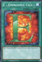 This is an image for the product E - Emergency Call that has a rarity of Common in the Duel-Ignition Deck: HERO with a card code of DI01-AE018 that is available on the TEKKX Product website.