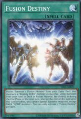 This is an image for the product Fusion Destiny that has a rarity of Common in the Duel-Ignition Deck: HERO with a card code of DI01-AE020 that is available on the TEKKX Product website.