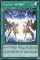 This is an image for the product Fusion Destiny that has a rarity of Common in the Duel-Ignition Deck: HERO with a card code of DI01-AE020 that is available on the TEKKX Product website.