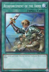This is an image for the product Reinforcement of the Army that has a rarity of Common in the Duel-Ignition Deck: HERO with a card code of DI01-AE022 that is available on the TEKKX Product website.