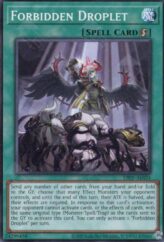 This is an image for the product Forbidden Droplet that has a rarity of Common in the Duel-Ignition Deck: HERO with a card code of DI01-AE024 that is available on the TEKKX Product website.