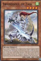 This is an image for the product Swordsoul of Taia that has a rarity of Common in the Duel-Ignition Deck: Swordsoul with a card code of DI02-AE002 that is available on the TEKKX Product website.
