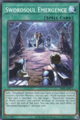 This is an image for the product Swordsoul Emergence that has a rarity of Common in the Duel-Ignition Deck: Swordsoul with a card code of DI02-AE012 that is available on the TEKKX Product website.