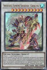 This is an image for the product Swordsoul Supreme Sovereign - Chengying that has a rarity of Ultra Rare in the Duel-Ignition Deck: Swordsoul with a card code of DI02-AE023 that is available on the TEKKX Product website.