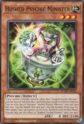 This is an image for the product Hushed Psychic Minister that has a rarity of Common in the Duelist's Advance with a card code of DUAD-AE014 that is available on the TEKKX Product website.