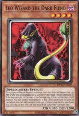This is an image for the product Leo Wizard the Dark Fiend that has a rarity of Common in the Duelist's Advance with a card code of DUAD-AE027 that is available on the TEKKX Product website.