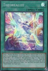This is an image for the product Theorealize that has a rarity of Super Rare in the Duelist's Advance with a card code of DUAD-AE055 that is available on the TEKKX Product website.