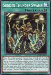 This is an image for the product Sudden Thunder Swamp that has a rarity of Common in the Duelist's Advance with a card code of DUAD-AE072 that is available on the TEKKX Product website.