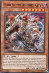 This is an image for the product Hero of the Ashened City that has a rarity of Common in the Duelist's Advance with a card code of DUAD-AE091 that is available on the TEKKX Product website.