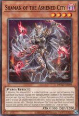 This is an image for the product Shaman of the Ashened City that has a rarity of Common in the Duelist's Advance with a card code of DUAD-AE093 that is available on the TEKKX Product website.