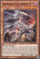This is an image for the product Spearhead of the Ashened City that has a rarity of Common in the Duelist's Advance with a card code of DUAD-AE094 that is available on the TEKKX Product website.