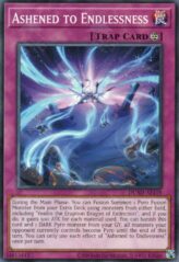 This is an image for the product Ashened to Endlessness that has a rarity of Common in the Duelist's Advance with a card code of DUAD-AE119 that is available on the TEKKX Product website.