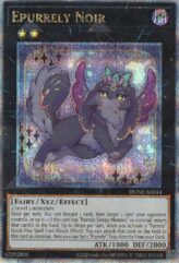 This is an image for the product Epurrely Noir that has a rarity of Quarter Century Secret Rare in the Duelist Nexus with a card code of DUNE-AE044 that is available on the TEKKX Product website.