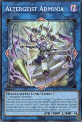 This is an image for the product Altergeist Adminia that has a rarity of Super Rare in the Duelist Nexus with a card code of DUNE-AE047 that is available on the TEKKX Product website.