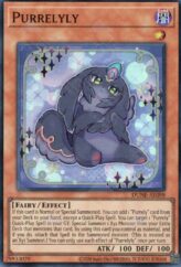 This is an image for the product Purrelyly that has a rarity of Super Rare in the Duelist Nexus with a card code of DUNE-AE098 that is available on the TEKKX Product website.