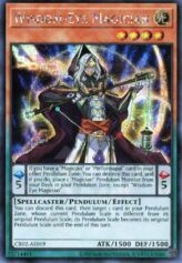 This is an image for the product Wisdom-Eye Magician that has a rarity of Secret Rare in the Creation Pack 02 with a card code of CR02-AE019 that is available on the TEKKX Product website.