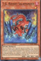 This is an image for the product T.G. Rocket Salamander that has a rarity of Super Rare in the Age of Overlord with a card code of AGOV-AE003 that is available on the TEKKX Product website.
