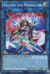 This is an image for the product Exceed the Pendulum that has a rarity of Super Rare in the Age of Overlord with a card code of AGOV-AE045 that is available on the TEKKX Product website.