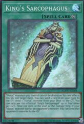 This is an image for the product King's Sarcophagus that has a rarity of Super Rare in the Age of Overlord with a card code of AGOV-AE058 that is available on the TEKKX Product website.