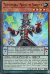 This is an image for the product Performapal Pendulum Sorcerer that has a rarity of Super Rare in the Age of Overlord with a card code of AGOV-AE081 that is available on the TEKKX Product website.