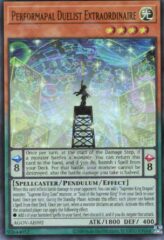 This is an image for the product Performapal Duelist Extraordinaire that has a rarity of Ultra Rare in the Age of Overlord with a card code of AGOV-AE092 that is available on the TEKKX Product website.
