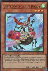 This is an image for the product Beetrooper Scout Buggy that has a rarity of Ultra Rare in the Creation Pack 05 with a card code of CR05-AE171 that is available on the TEKKX Product website.