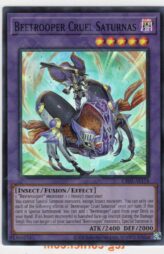 This is an image for the product Beetrooper Cruel Saturnas that has a rarity of Super Rare in the Creation Pack 05 with a card code of CR05-AE178 that is available on the TEKKX Product website.