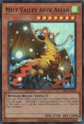 This is an image for the product Mist Valley Apex Avian that has a rarity of Super Rare in the Creation Pack 05 with a card code of CR05-AE190 that is available on the TEKKX Product website.