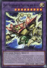This is an image for the product Gate Guardian of Thunder and Wind that has a rarity of Super Rare in the Phantom Nightmare with a card code of PHNI-AE102 that is available on the TEKKX Product website.