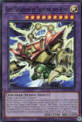 This is an image for the product Gate Guardian of Thunder and Wind that has a rarity of Super Rare in the Phantom Nightmare with a card code of PHNI-AE102 that is available on the TEKKX Product website.