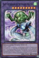 This is an image for the product Gate Guardian of Wind and Water that has a rarity of Super Rare in the Phantom Nightmare with a card code of PHNI-AE103 that is available on the TEKKX Product website.