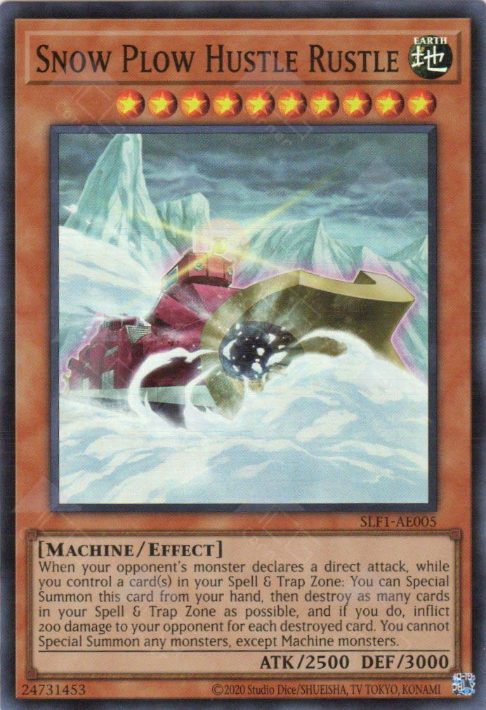 This is an image for the product Snow Plow Hustle Rustle that has a rarity of Super Rare in the Selection 5: Quarter Century Edition with a card code of SLF1-AE005 that is available on the TEKKX Product website.