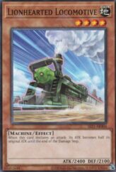 This is an image for the product Lionhearted Locomotive that has a rarity of Super Rare in the Selection 5: Quarter Century Edition with a card code of SLF1-AE006 that is available on the TEKKX Product website.