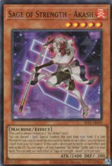 This is an image for the product Sage of Strength - Akash that has a rarity of Super Rare in the Selection 5: Quarter Century Edition with a card code of SLF1-AE039 that is available on the TEKKX Product website.