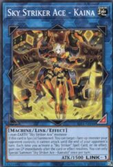 This is an image for the product Sky Striker Ace - Kaina that has a rarity of Common in the Selection 5: Quarter Century Edition with a card code of SLF1-AE046 that is available on the TEKKX Product website.