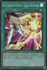 This is an image for the product Sky Striker Mecha - Eagle Booster that has a rarity of Super Rare in the Selection 5: Quarter Century Edition with a card code of SLF1-AE055 that is available on the TEKKX Product website.