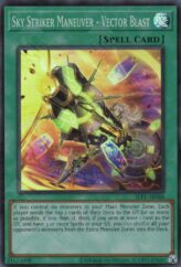 This is an image for the product Sky Striker Maneuver - Vector Blast that has a rarity of Super Rare in the Selection 5: Quarter Century Edition with a card code of SLF1-AE060 that is available on the TEKKX Product website.