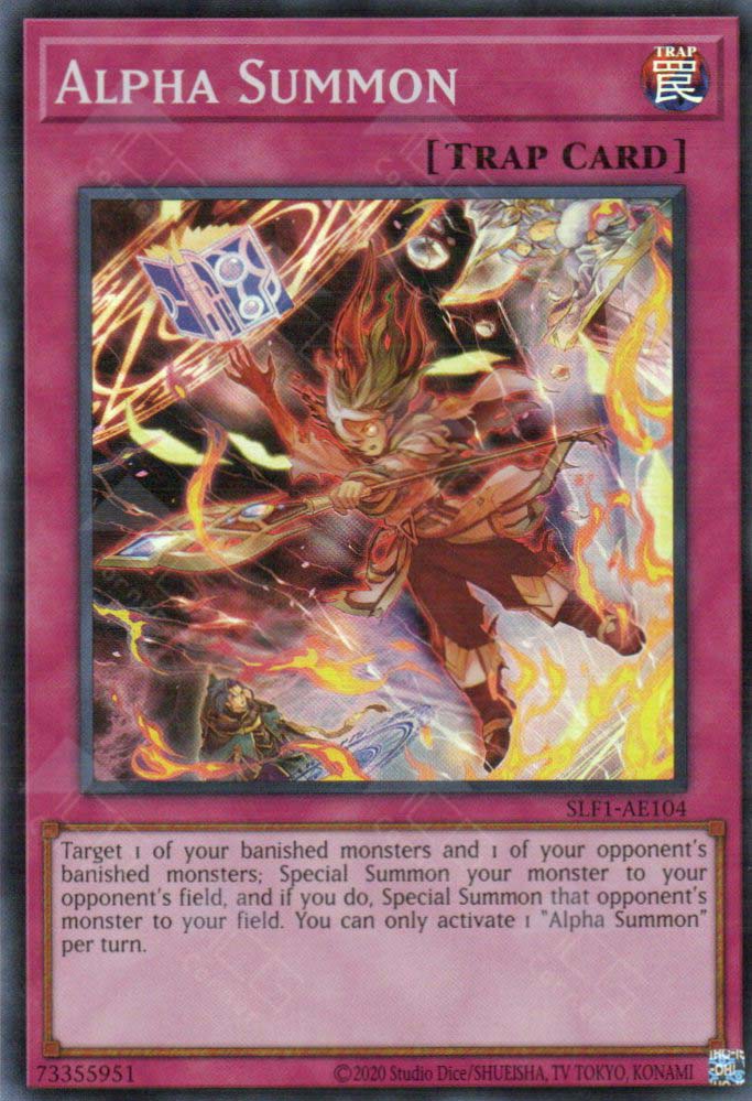 This is an image for the product Alpha Summon that has a rarity of Common in the Selection 5: Quarter Century Edition with a card code of SLF1-AE104 that is available on the TEKKX Product website.