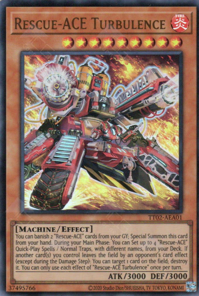 This is an image for the product Rescue-ACE Turbulence that has a rarity of Ultra Rare in the Tactical-Try Deck: Rescue-ACE with a card code of TT02-AEA01 that is available on the TEKKX Product website.